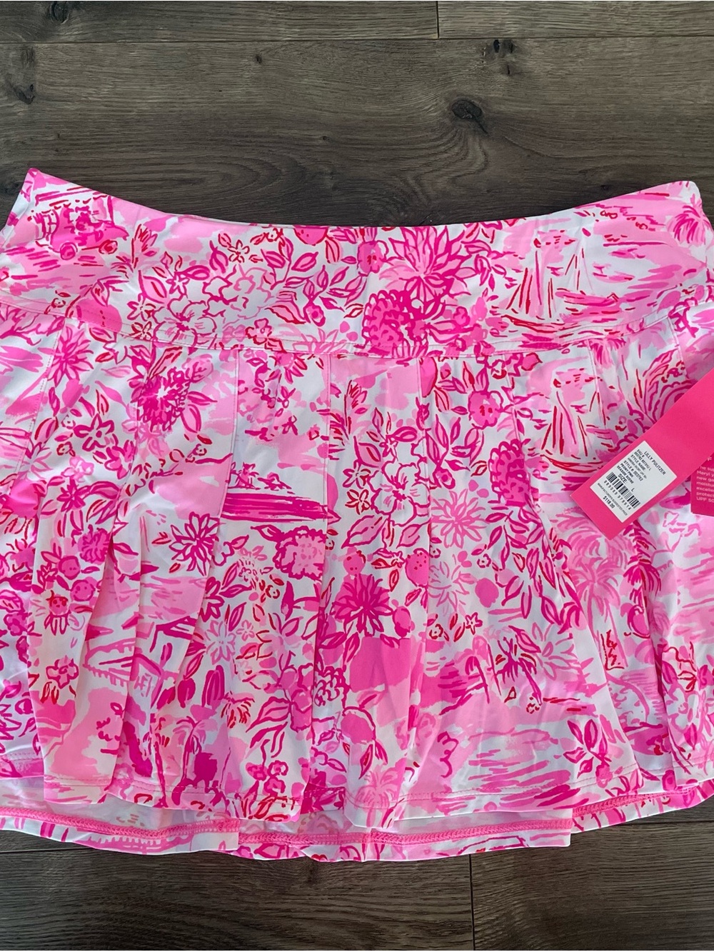 Lilly Pulitzer Luxletic- Annora Skirt Peony Pink Seaside Scene SIZE L